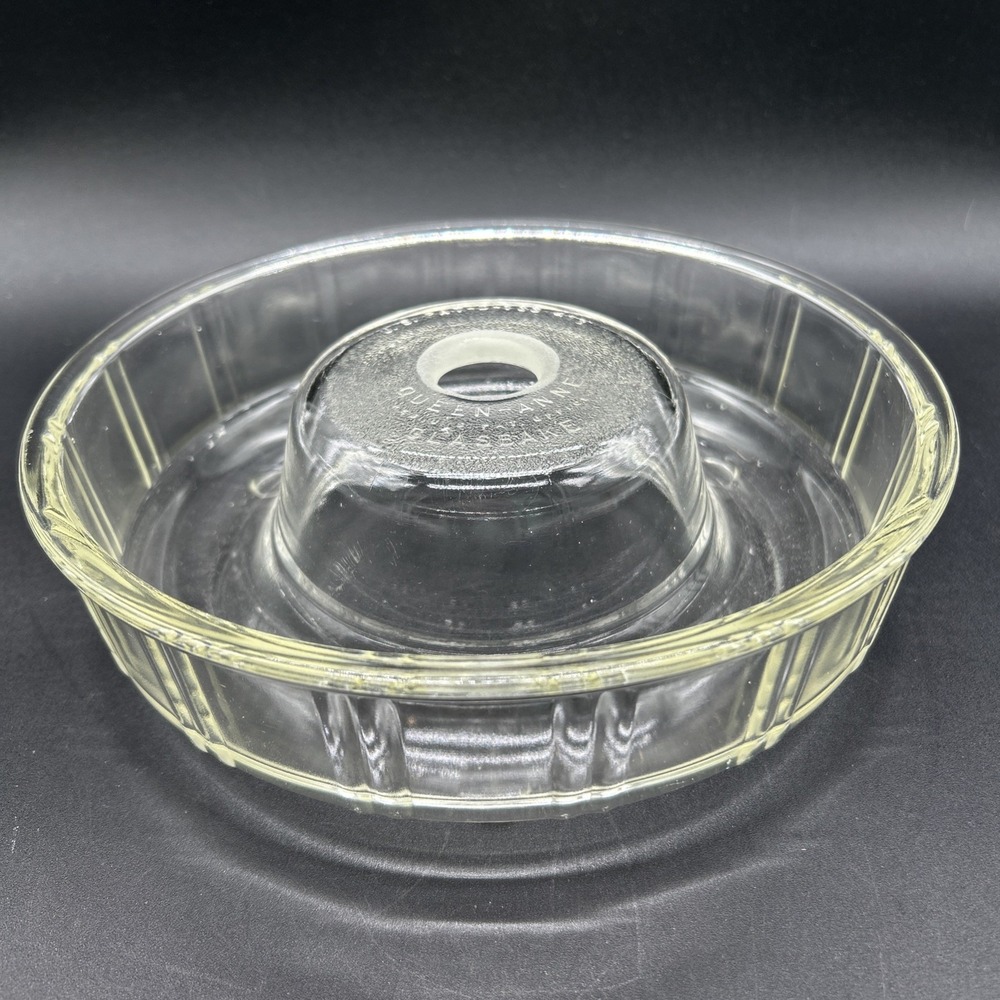 Vtg Glasbake Queen-Anne Bundt Cake Glass Baking Dish Ring Jello Mold Round 9"